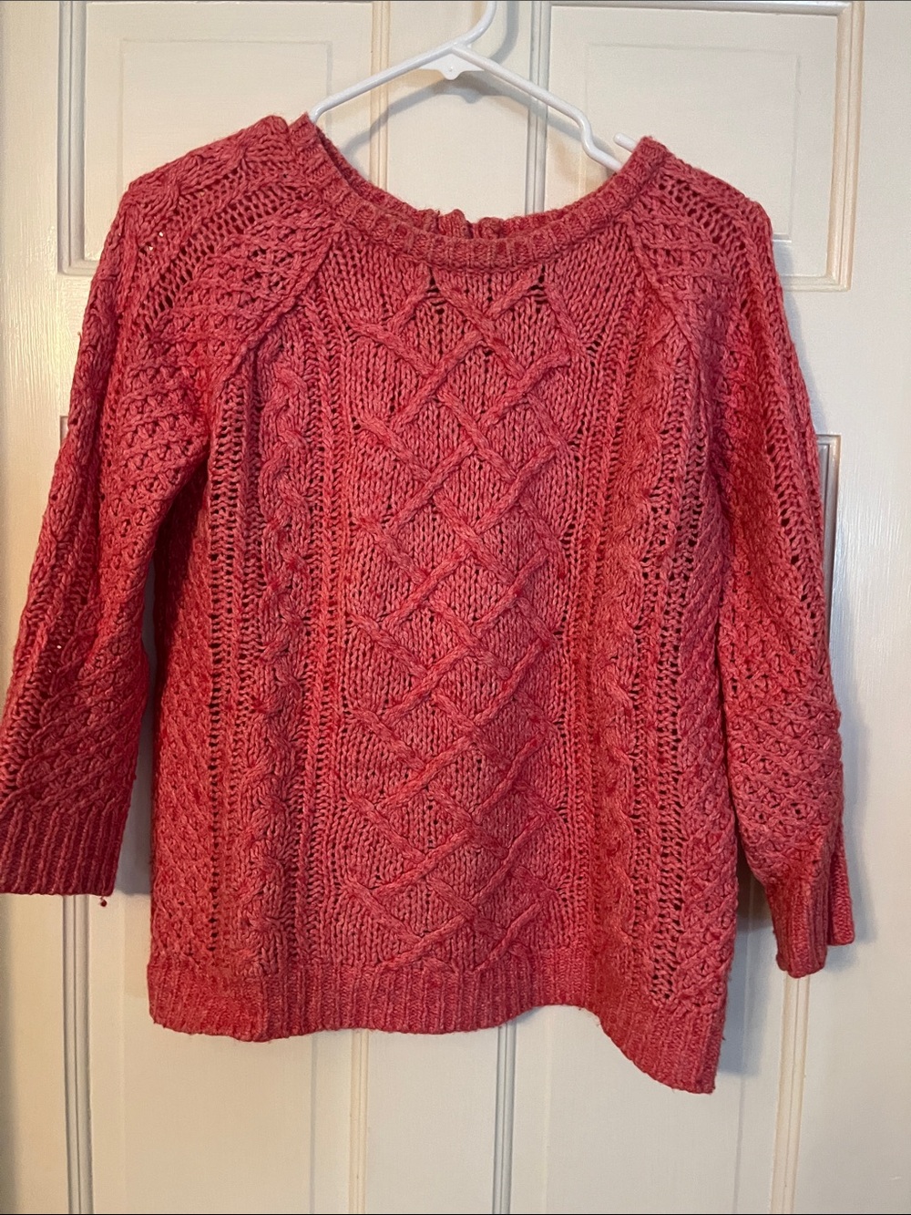 LOFT Rose Cable-Knit Scoop Neck Sweater